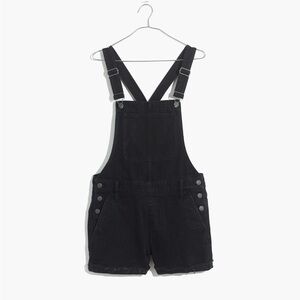Madewell Adirondack Short Overalls in Washed Black Medium
